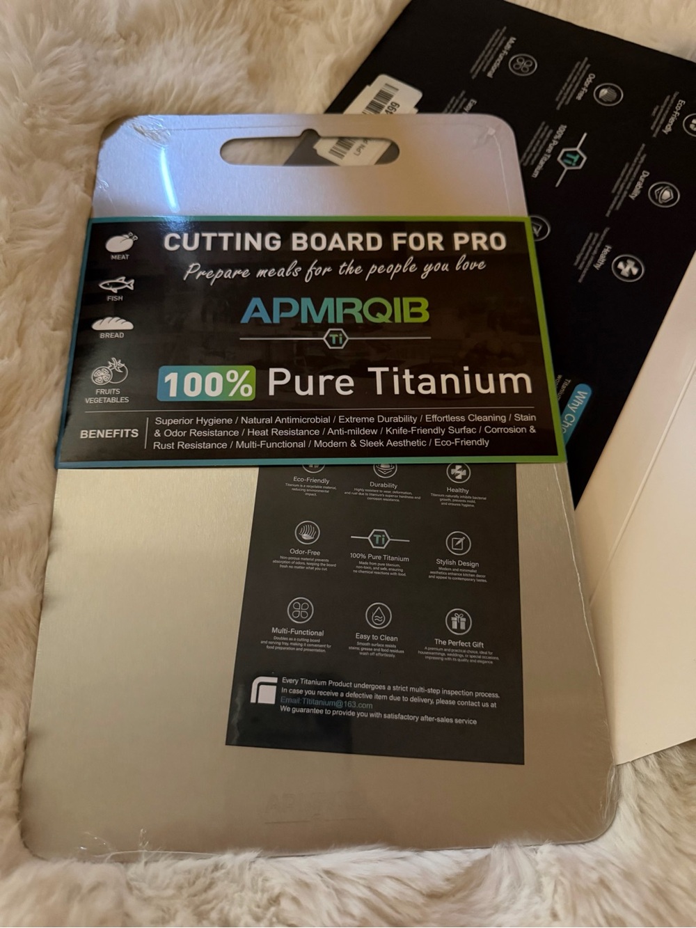 New titanium cutting board in plastic